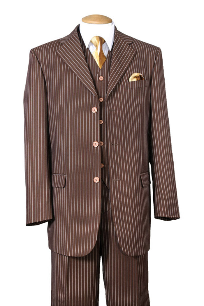 1920's Brown Pinstripe Gangster Suit, 3 Button