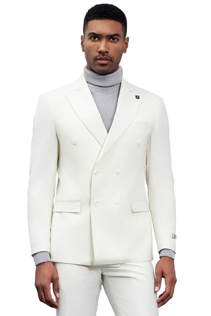 Stacy Adams Ivory Double Breasted Suit