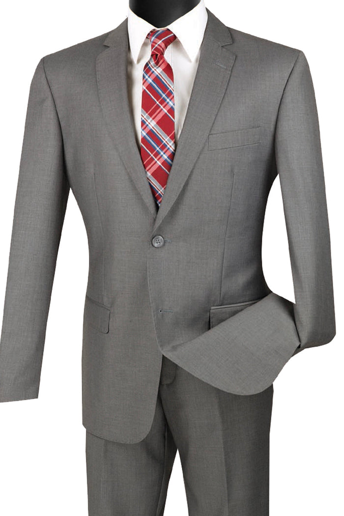 Slim Fit Grey Wool Feel Suit - Vinci