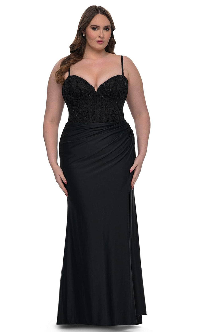 La Femme 32449 Illusion Lace Corset Gown