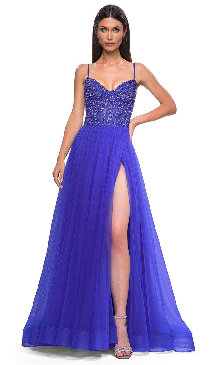La Femme 32754 Rhinestone Bodice V-Neck Prom Gown