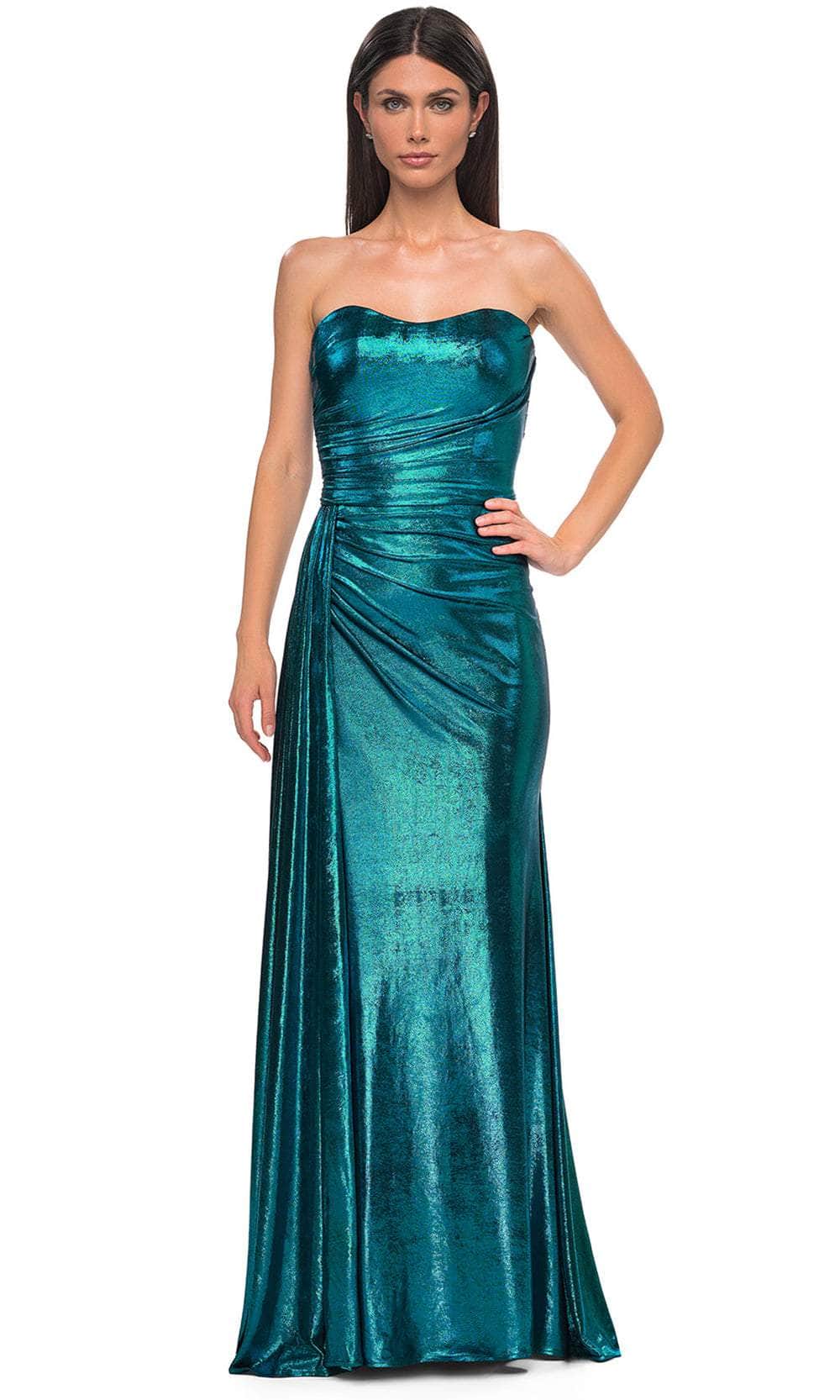 La Femme 32830 Metallic Fitted Strapless Evening Gown