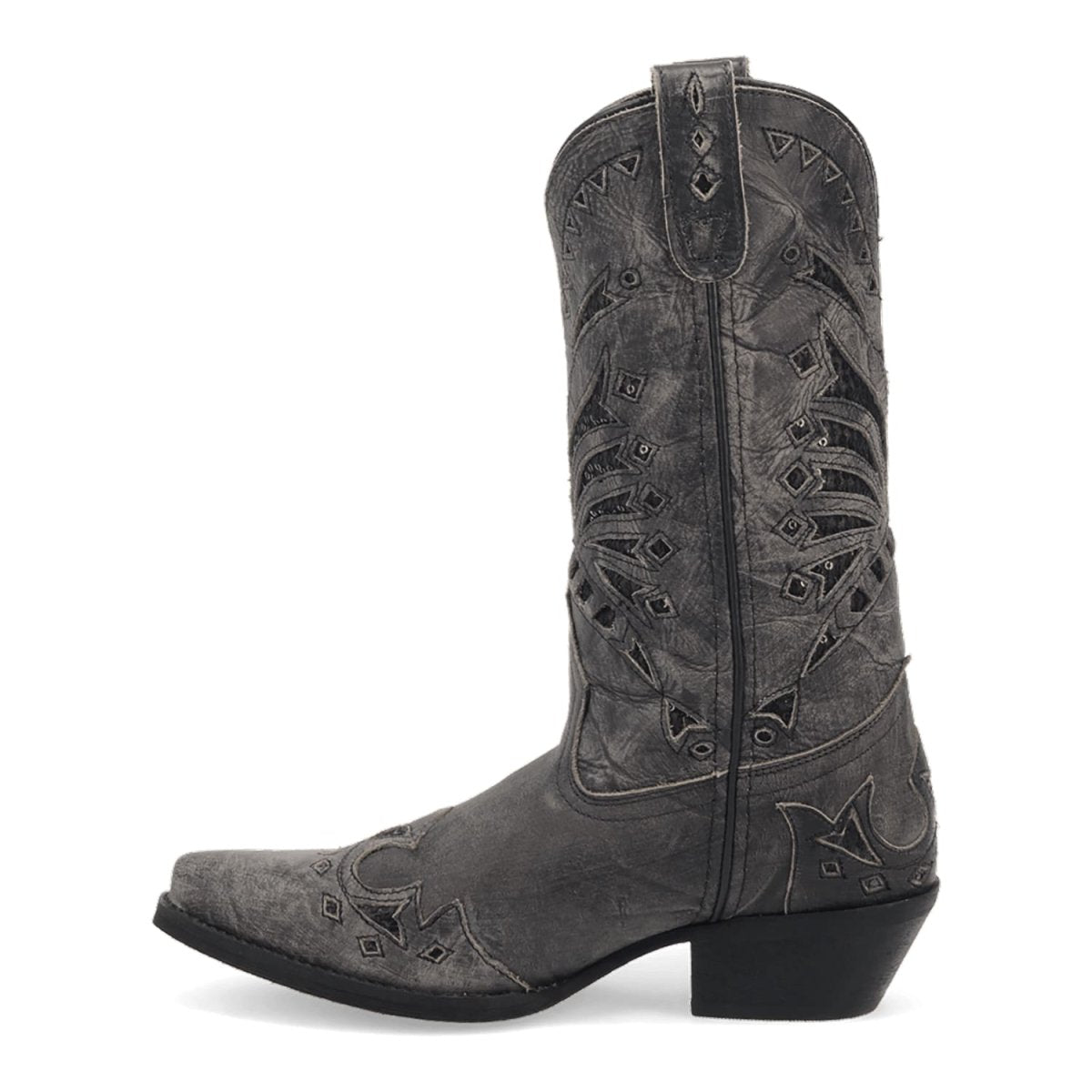 Laredo Stevie Snip Toe Black Leather Boots for Women