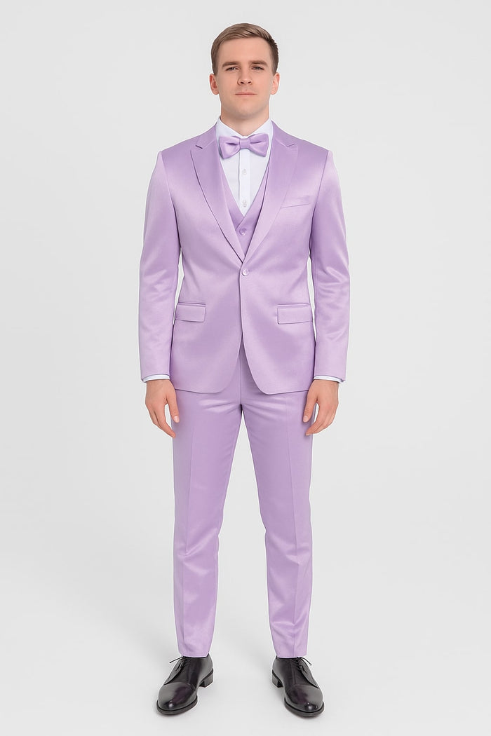 Lavender Satin Tuxedo Set - 4-Piece Statement