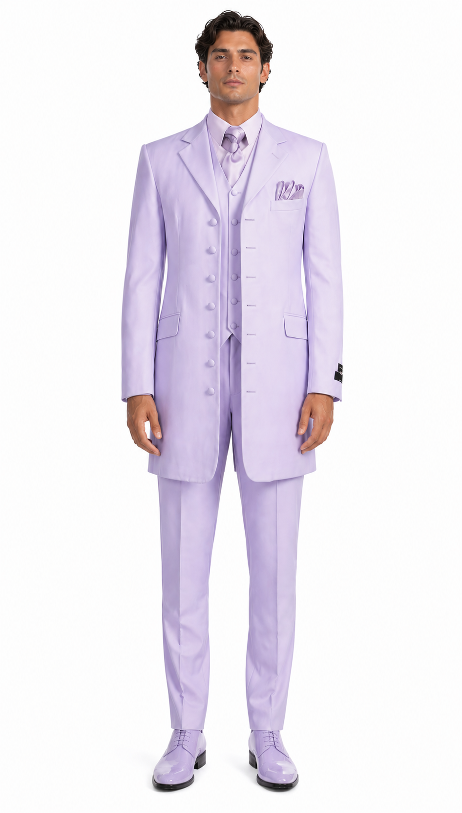 Lavender SUIT 3PC FASHION ZOOT WITH VEST Cover Buttons Comes