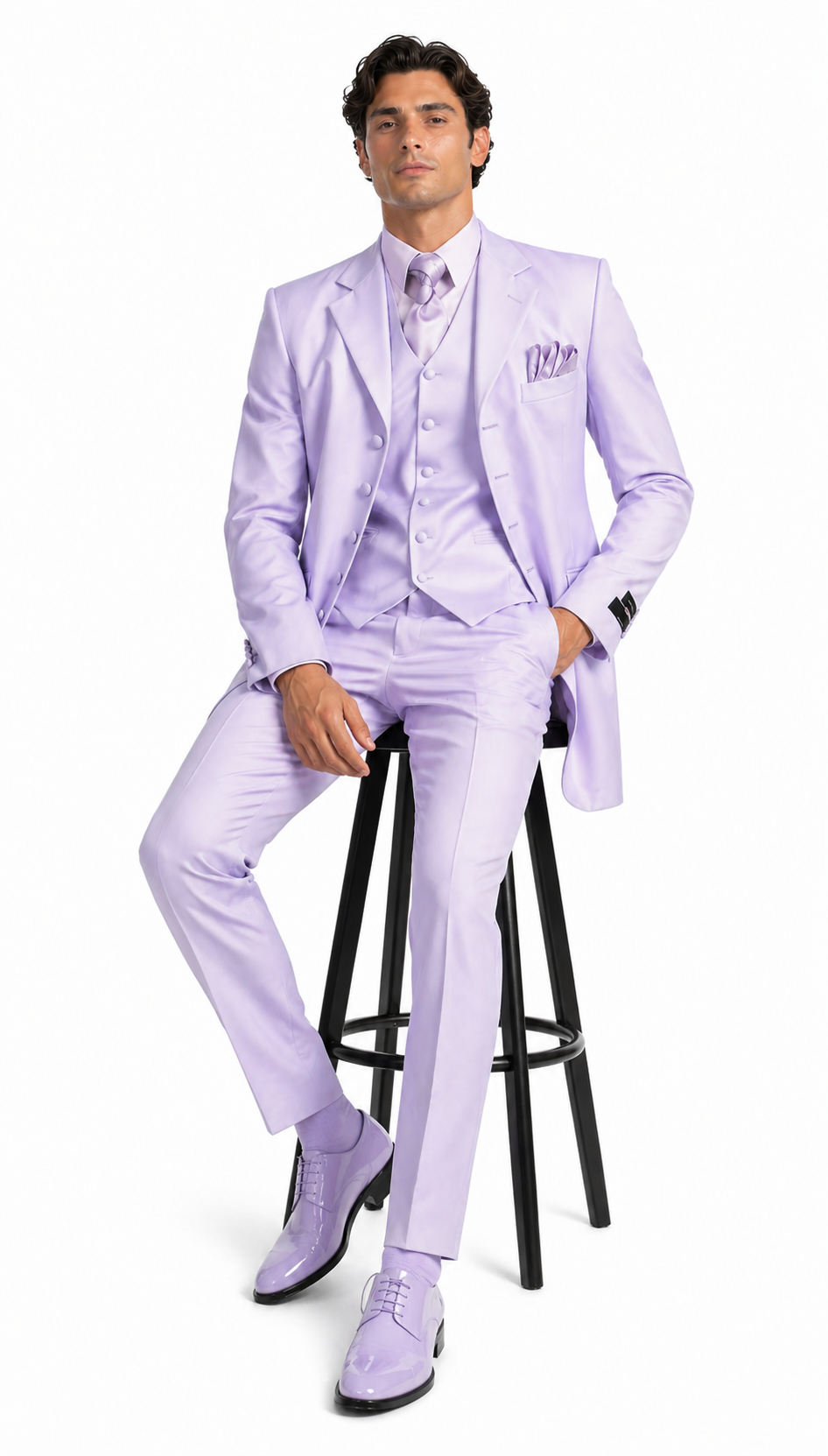 Lavender SUIT 3PC FASHION ZOOT WITH VEST Cover Buttons Comes