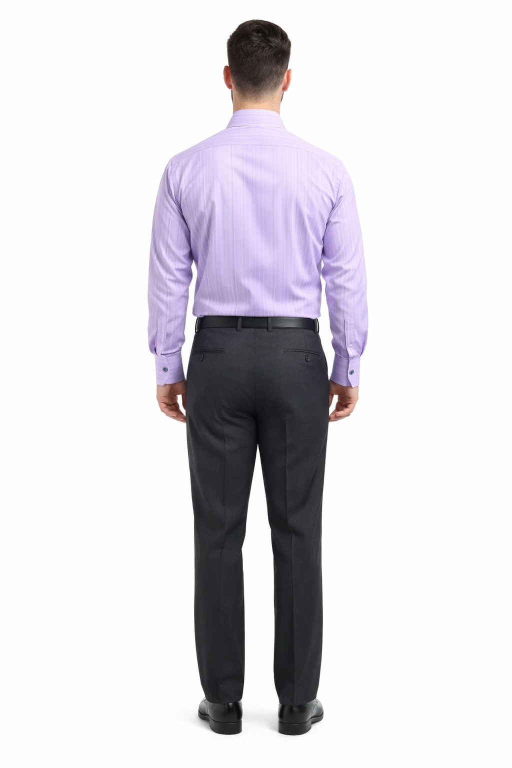 Tonal Stripe French Cuff Shirt Set - Lavender