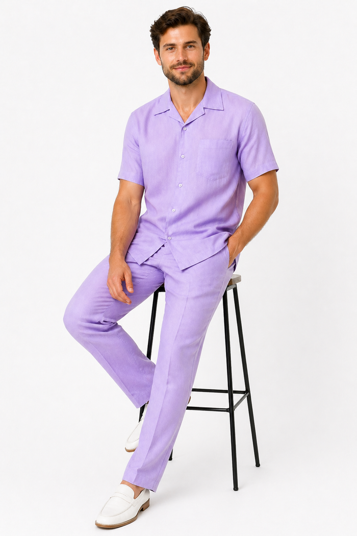Mens Linen Walking Suit - "Lilac" Summer Outfit - Mens Linen Suit