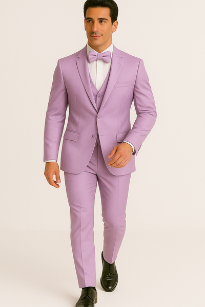 Lavender Satin Four-Piece Suit Set