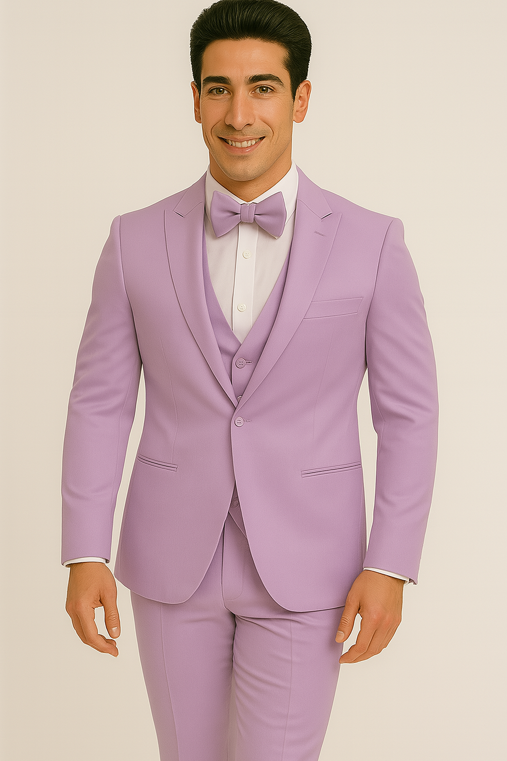 Lavender Satin Four-Piece Suit Set