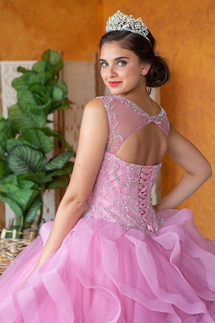 Layered Sleeveless Illusion Quinceanera Dress by Calla KY79288