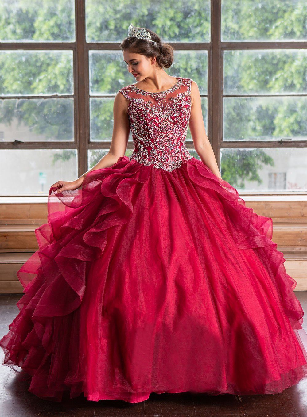 Layered Sleeveless Illusion Quinceanera Dress by Calla KY79288