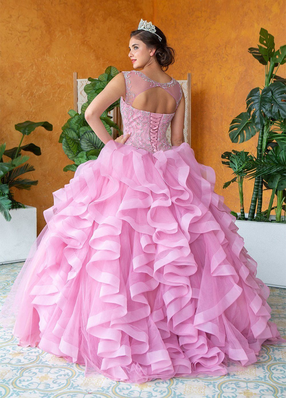 Layered Sleeveless Illusion Quinceanera Dress by Calla KY79288