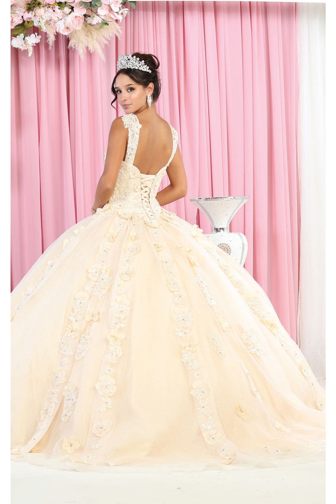 Layla K LK171 Corset Sleeveless Glitter Ball Quince Dress