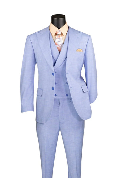 Modern Light Blue 3-Piece Suit with Lapel Vest