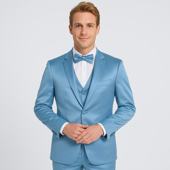 Light Blue Satin Tuxedo 4-Piece Set