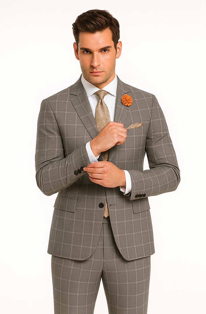 Light Grey Plaid Suit - 1920 Vintage Suit