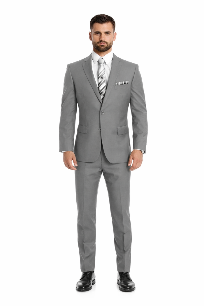 Light Grey Modern Fit Two Button Suit