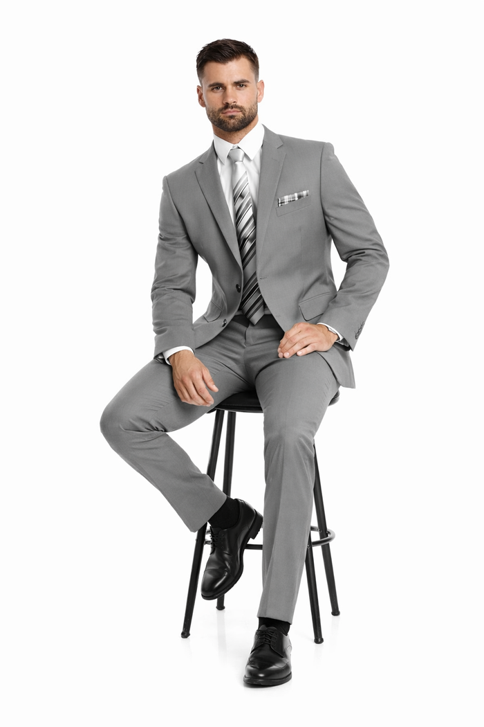 Light Grey Modern Fit Two Button Suit