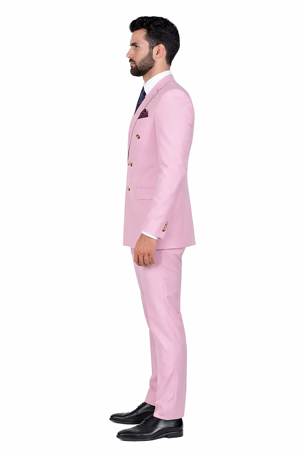 Light Pink Double Breasted Blazer With Gold Buttons - Sport Coat Light Pink / 44 Long