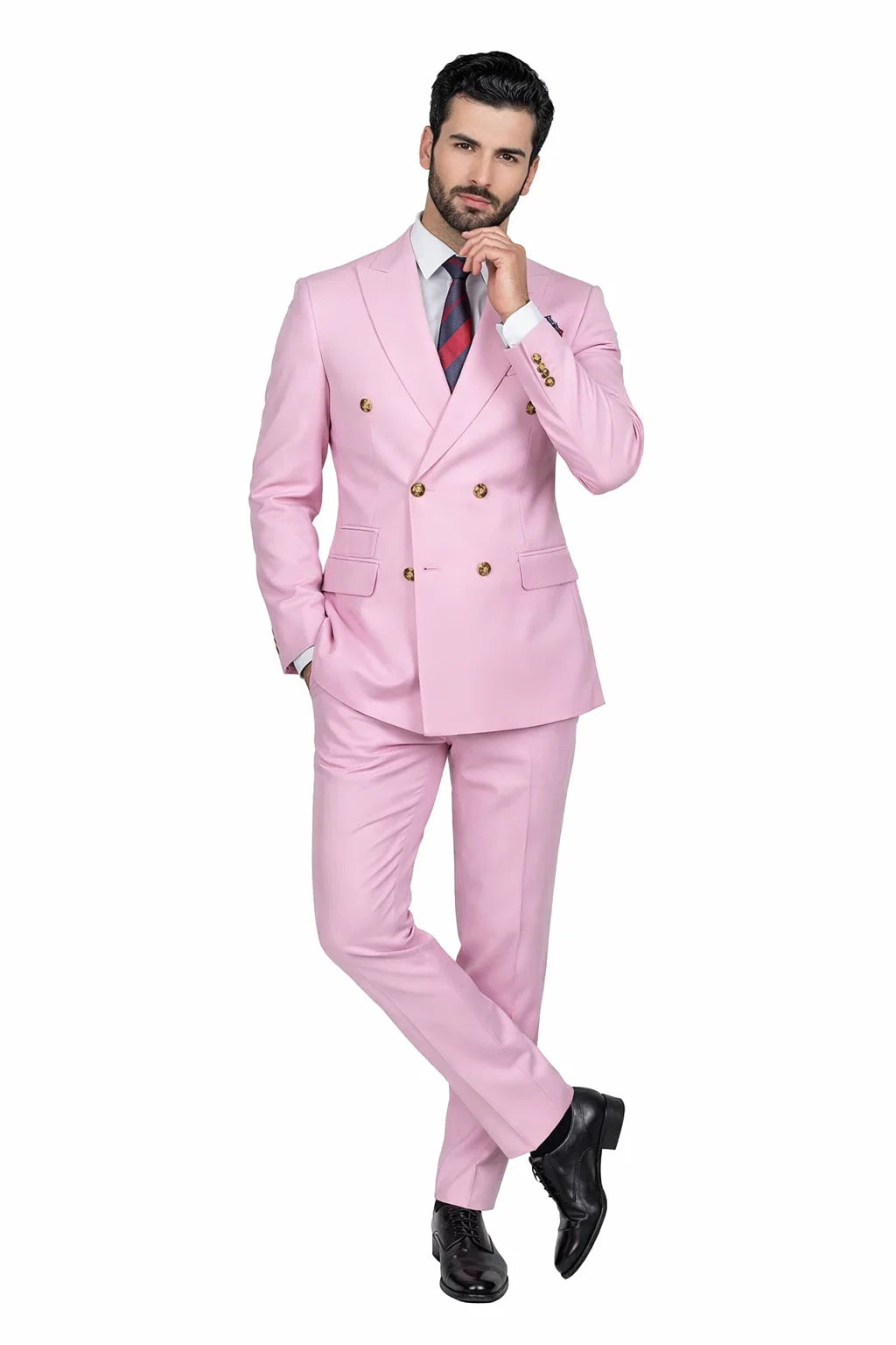 Light Pink Double Breasted Blazer With Gold Buttons - Sport Coat