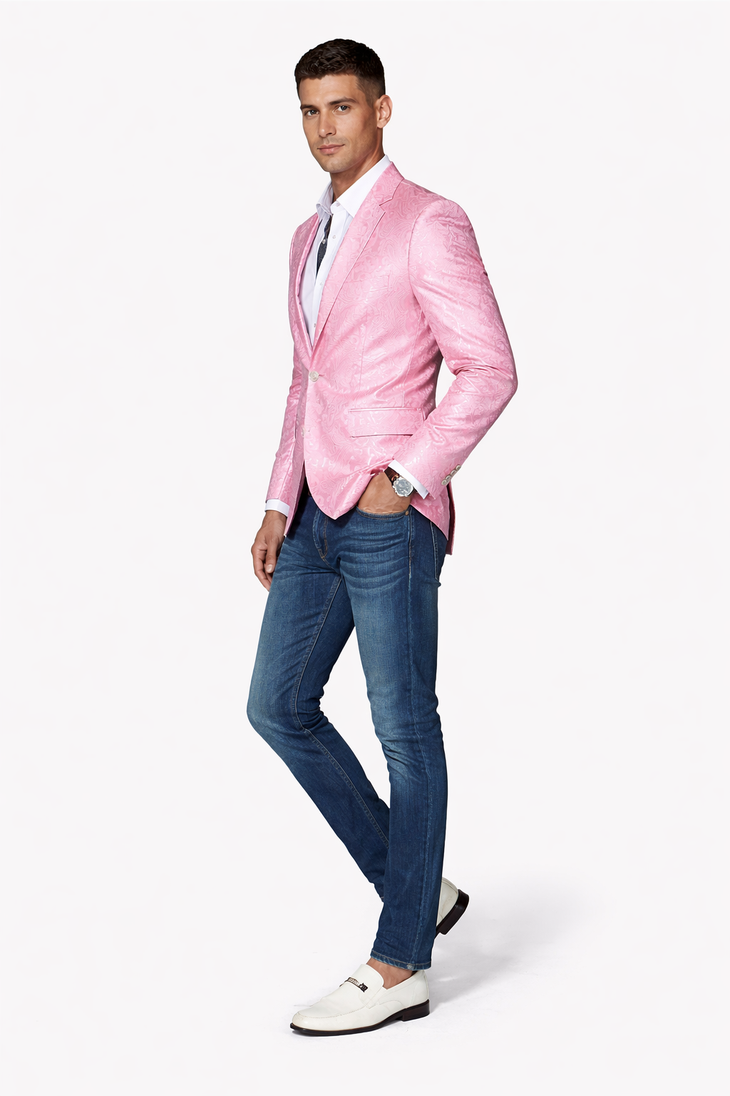 Light Pink Paisley Blazer by Manzini