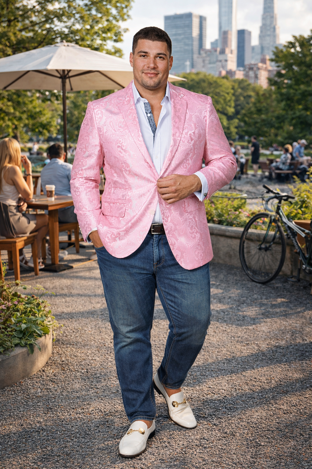 Light Pink Paisley Blazer by Manzini