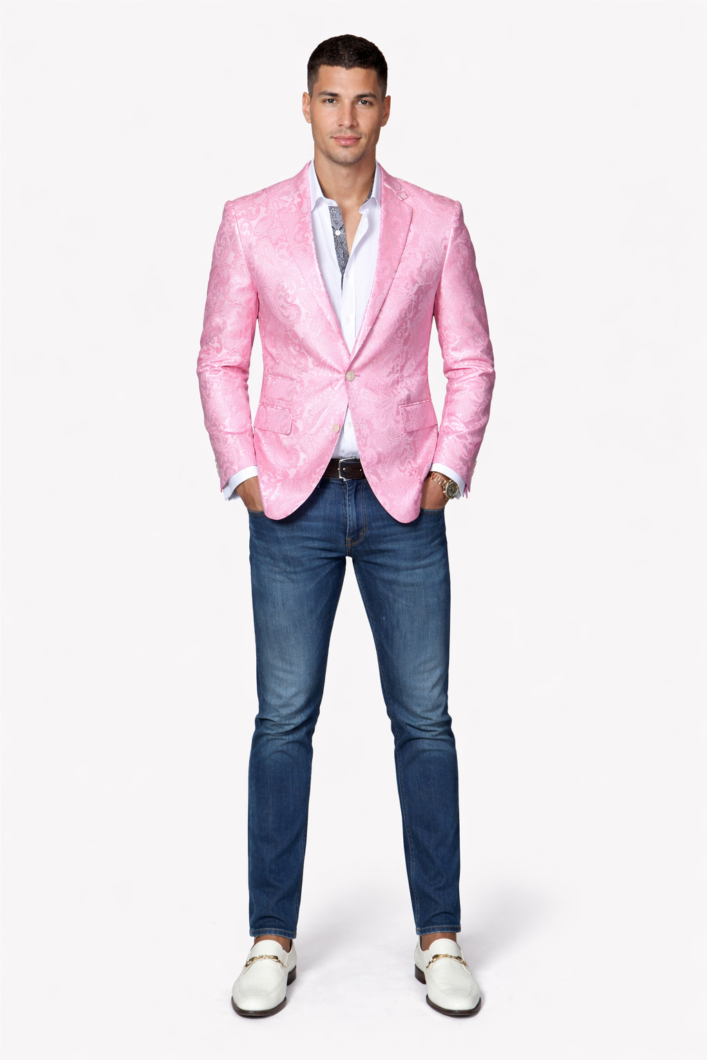 Light Pink Paisley Blazer by Manzini