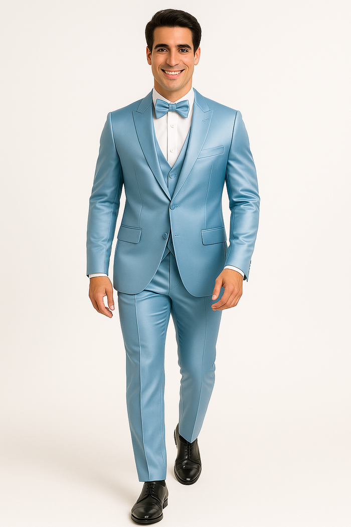 Light Blue Satin Suit For Formal Events