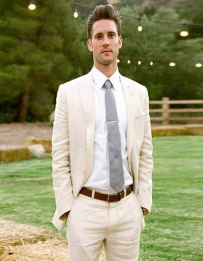 Ivory Cream Linen Summer Suit for Men