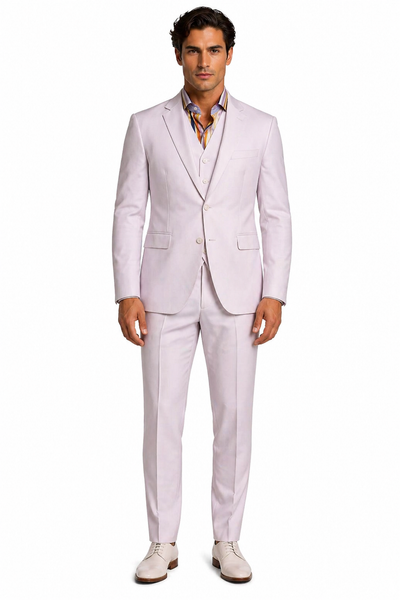 White Linen Slim Fit Beach Wedding Suit