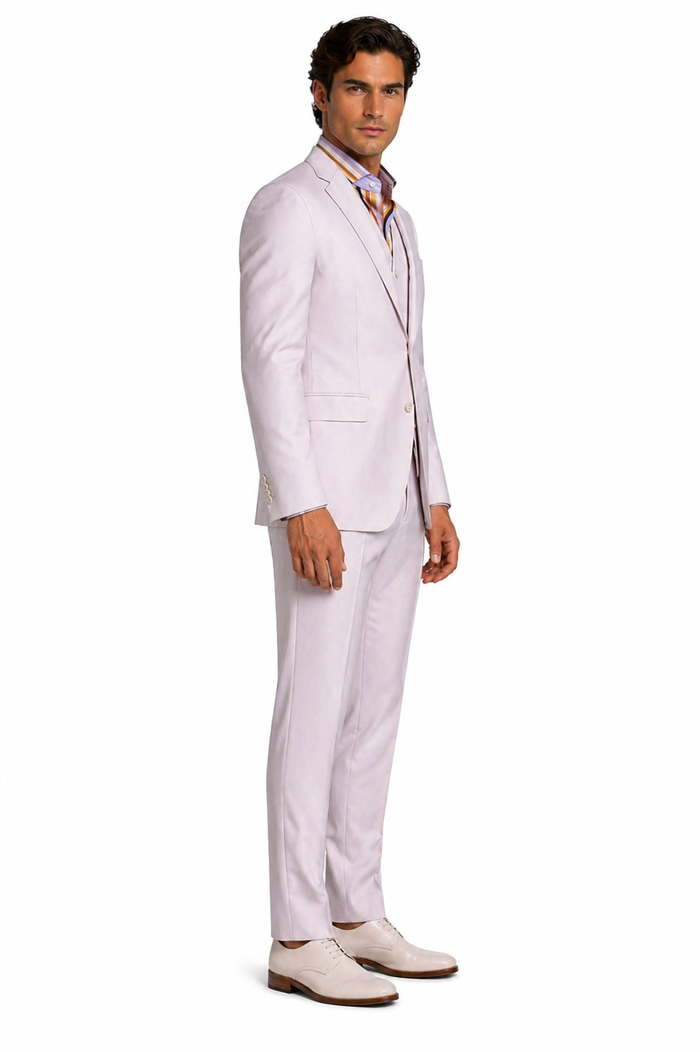 White Linen Slim Fit Beach Wedding Suit