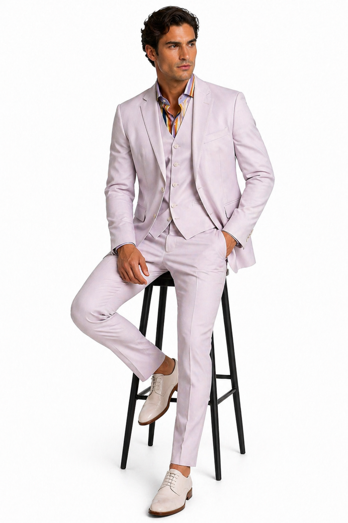 White Linen Slim Fit Beach Wedding Suit