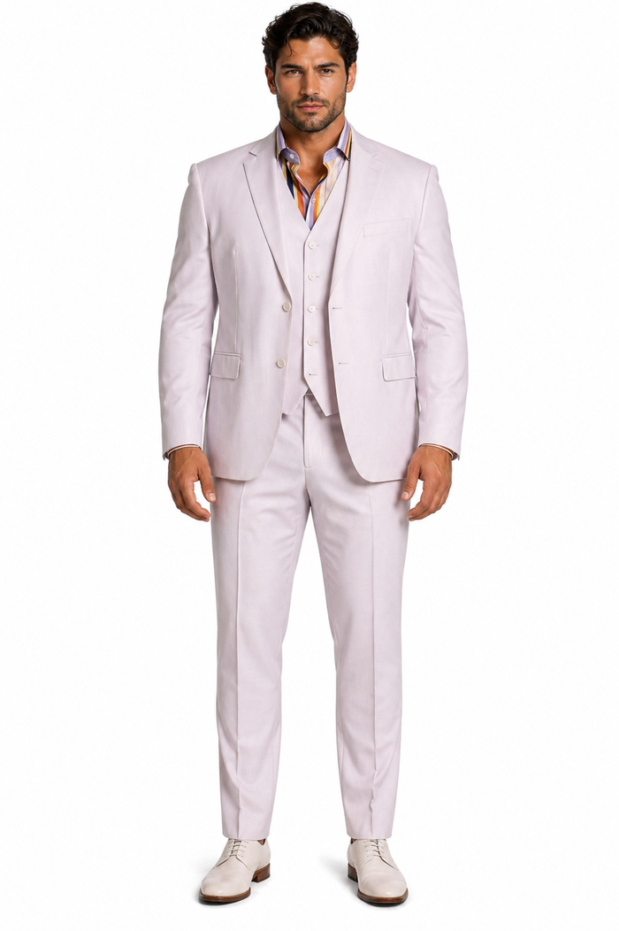 White Linen Slim Fit Beach Wedding Suit