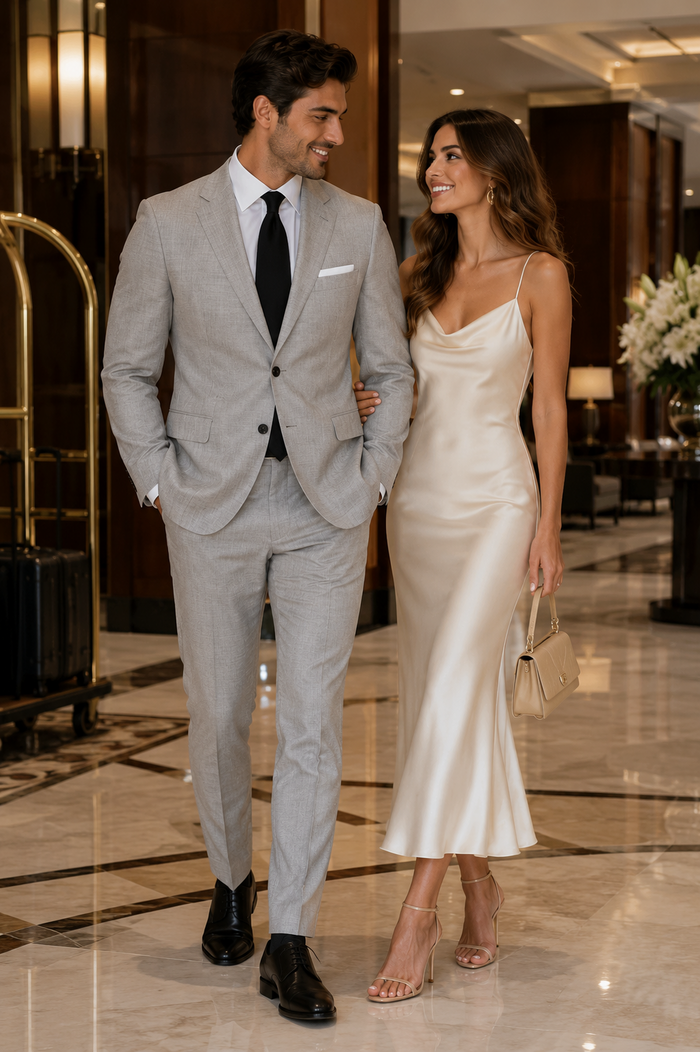 Linen Suit for Summer Beach Weddings - Grey
