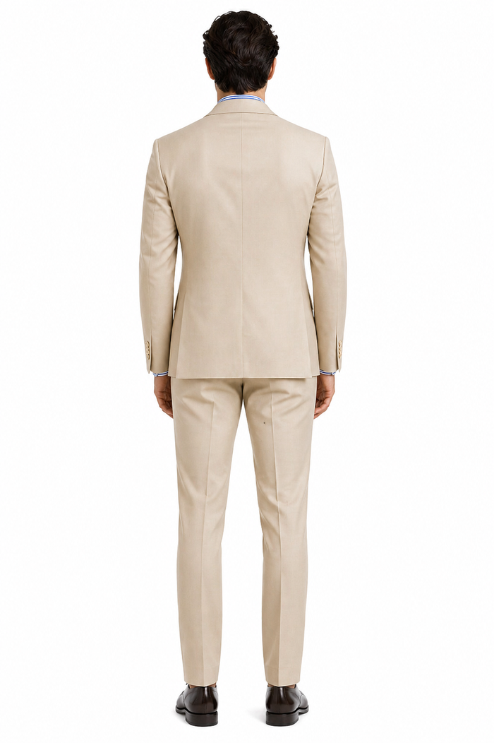Tan Linen Summer Suit - 2 Button Beach Style