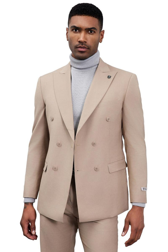 Stacy Adams Double Breasted Suit - Tan