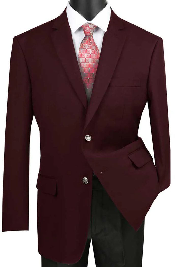 Burgundy Two Button Dress Blazer for Men – Classic Fit Sport Coat