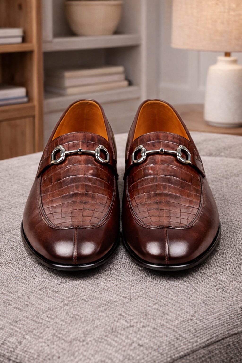 Lombardy Crocodile Calfskin Bit Loafers