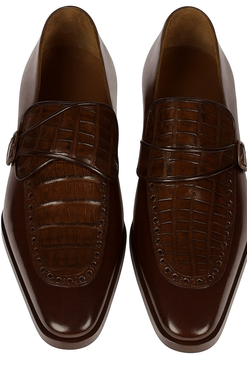 Lombardy Caiman Belly & Calfskin Monkstrap Shoe