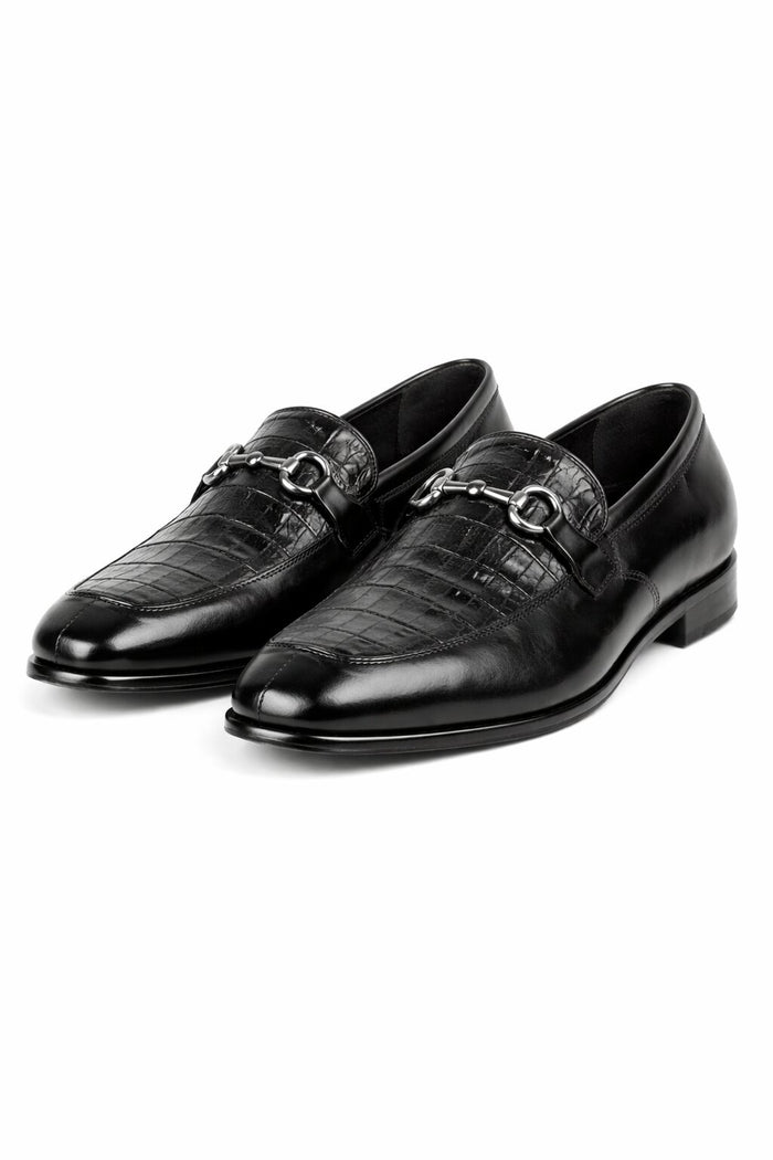 Lombardy Crocodile Calfskin Bit Loafers
