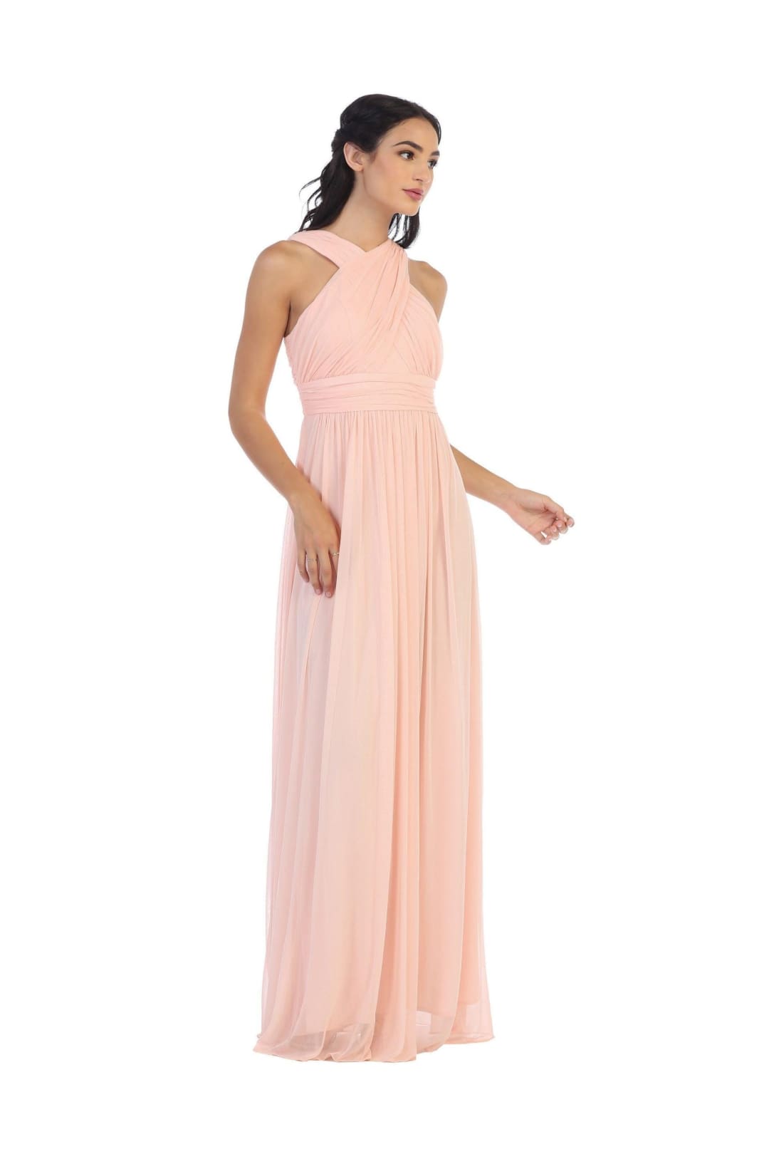 Eva USA 3280 Long Criss Cross Halter Bridesmaids Dress