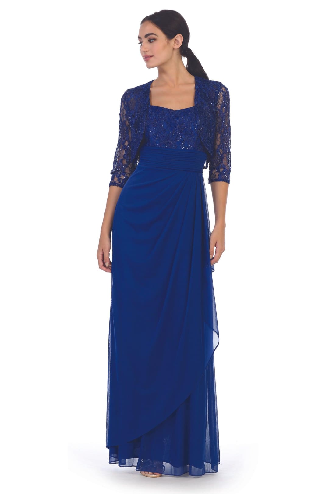 Eva USA 3094 Long Mother Of The Bride Lace Chiffon Jacket Dress