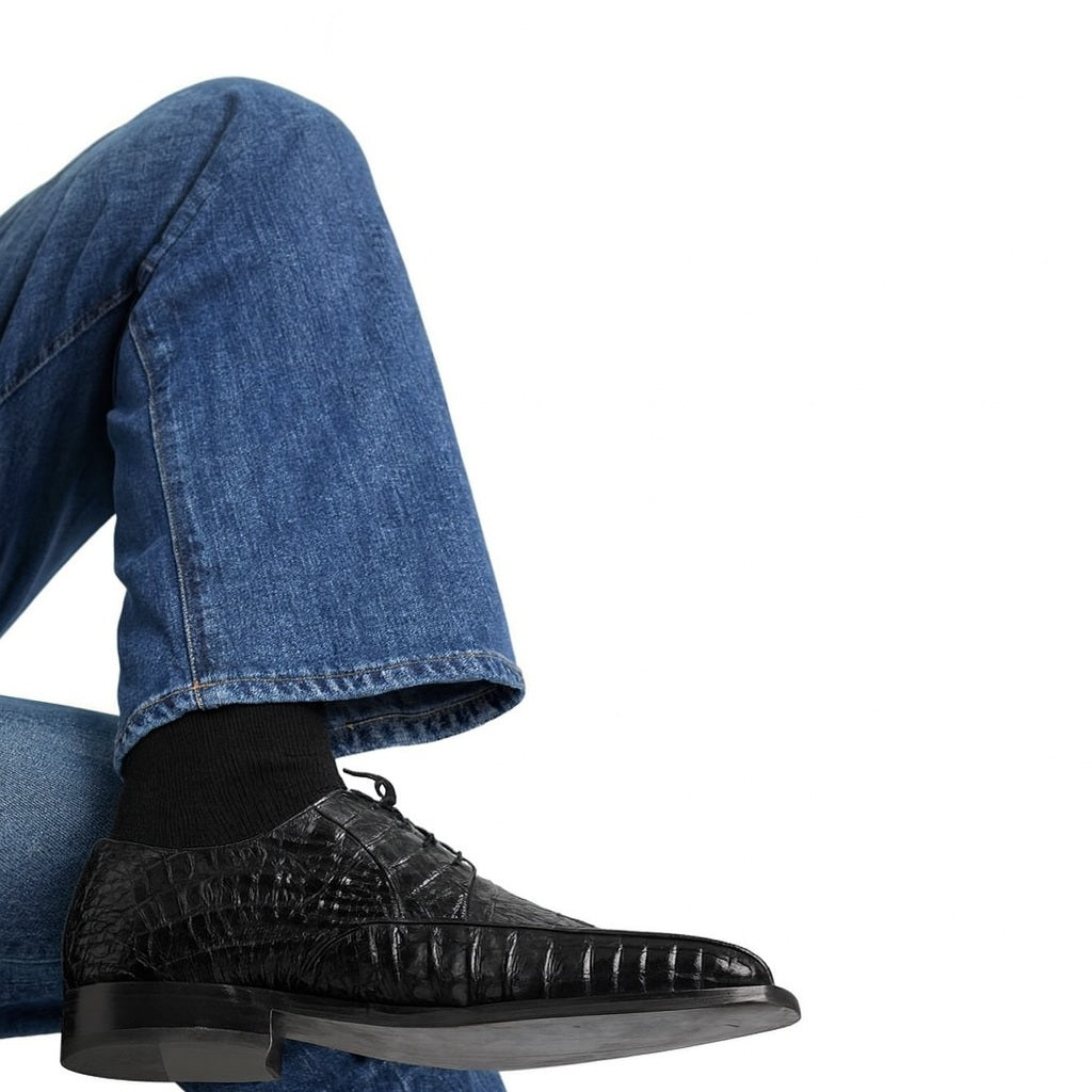 Black Crocodile Bike Toe Shoes by Los Altos