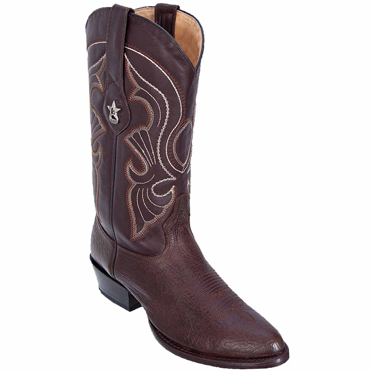 Men's Genuine Bull Shoulder Skin Round Toe Boots - Los Altos Boots - Brown