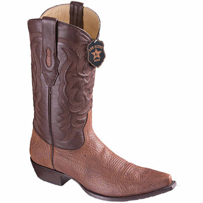 Men's Genuine Bull Shoulder Skin Snip Toe Boots Brown Color - Los Altos Boots