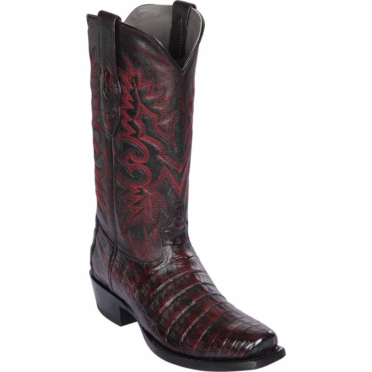 Men's genuine Caiman Tail Skin European Square Toe Boots