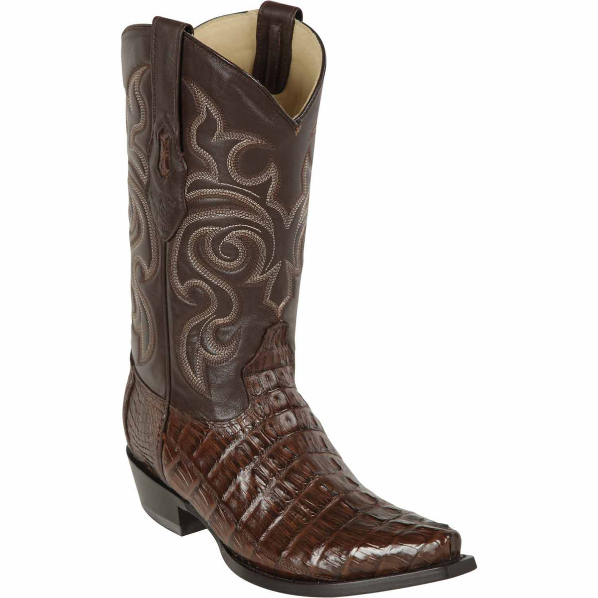 Men's genuine Caiman Tail Skin European Square Toe Short Boots With Zipper