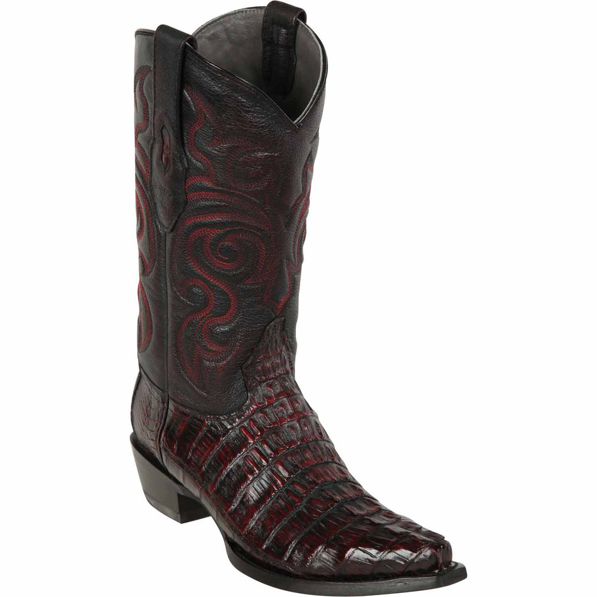 Men's genuine Caiman Tail Skin European Square Toe Boots