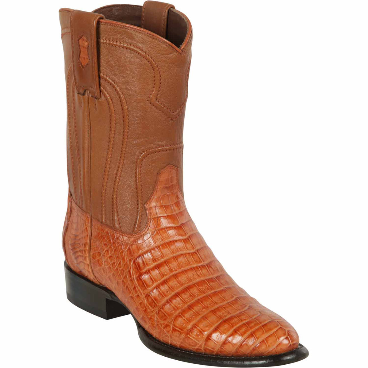 Men's genuine Caiman Tail And Deer Skin European Square Toe Short Boots With Zipper